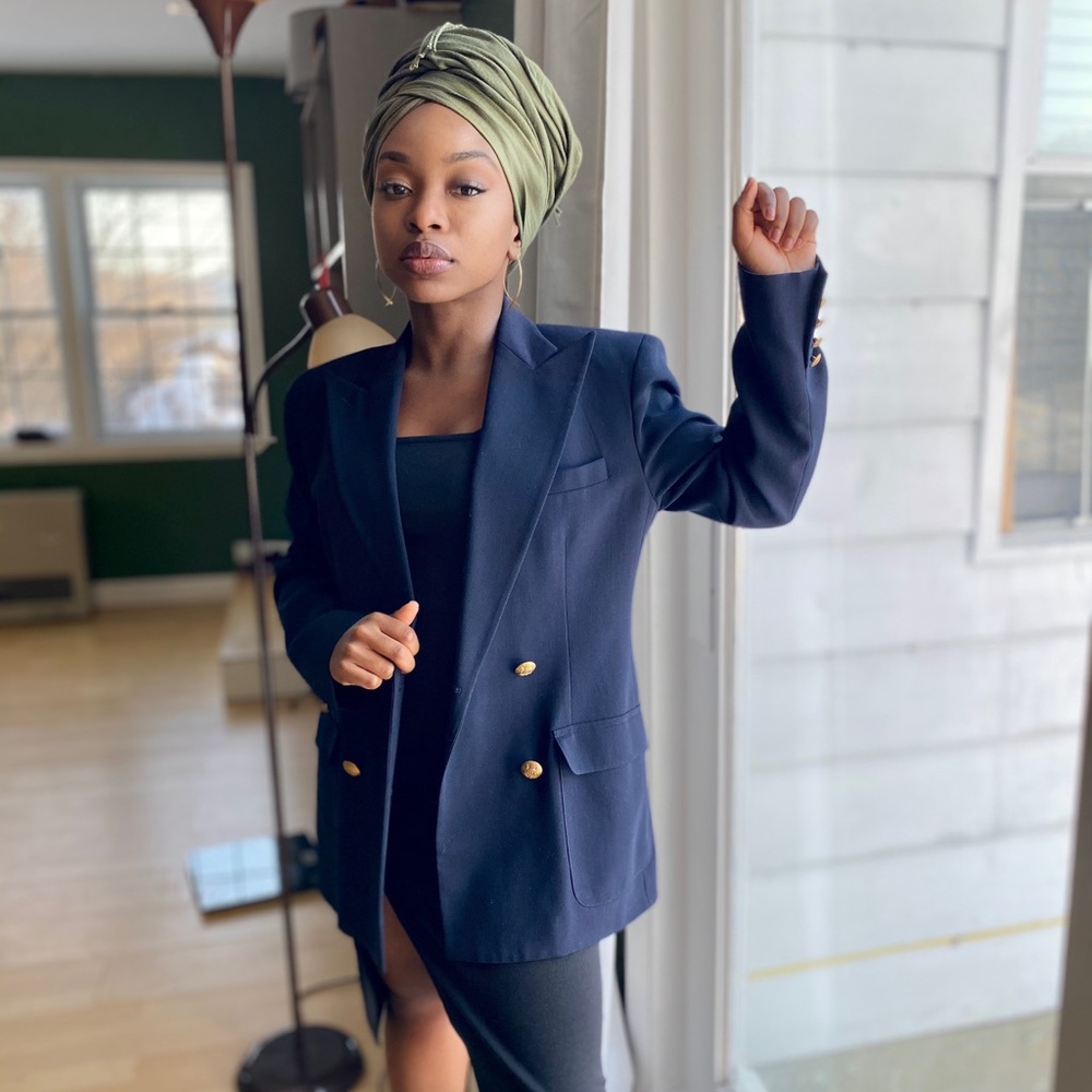 Ralph Lauren Navy Blue Petite Blazer